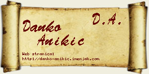 Danko Anikić vizit kartica